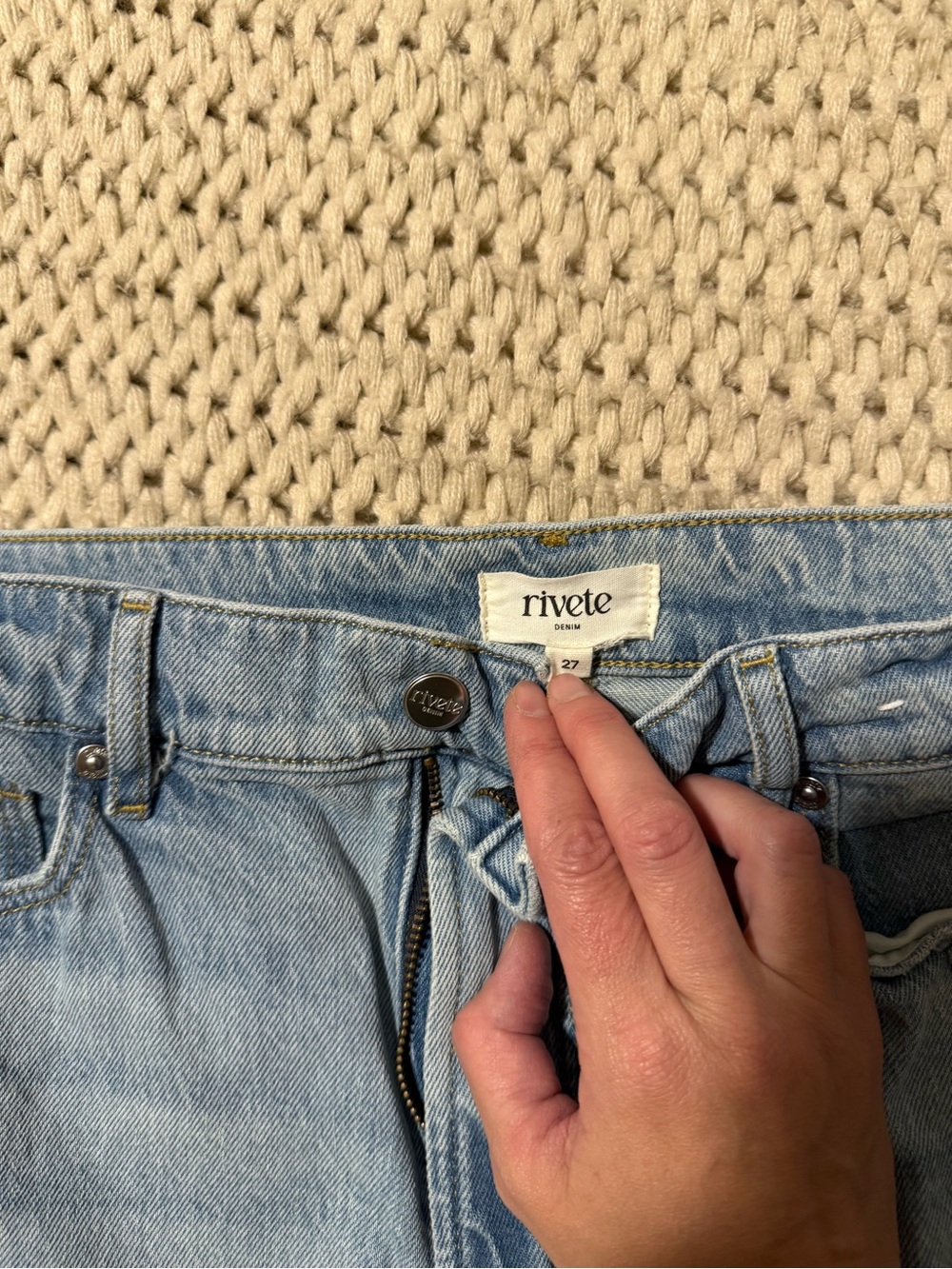 LOFT Rivete Light Blue Straight-Leg Jeans - Picture 6 of 6